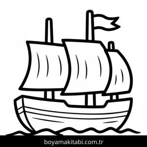 Gemi boyama sayfası – kolay boyama, eğitici aktivite