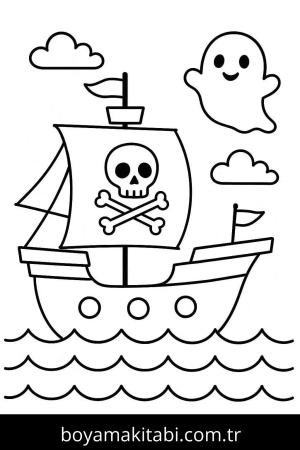 Gemi boyama sayfası – boyama çalışması, yaratıcılığı geliştirir