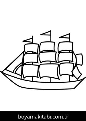 Gemi boyama sayfası – sanatsal çalışma, çocuklar için