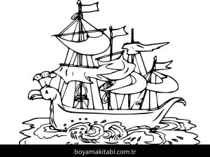 Gemi boyama sayfası – eğlenceli etkinlik, el becerilerini geliştirir