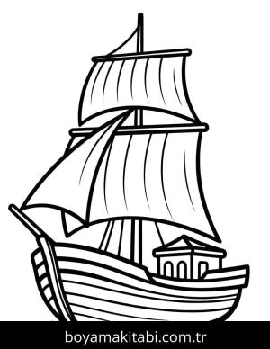 Gemi boyama sayfası – basit çizim, kolay boyama
