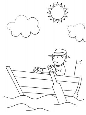 Gemi boyama sayfası,  coloring page, Kürekli Tekne Adamı, 