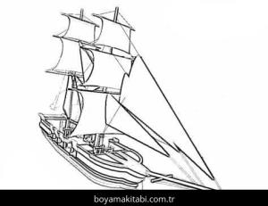 Gemi boyama sayfası – sevimli karakter, sanatsal çalışma