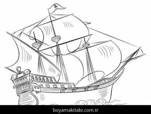 Gemi boyama sayfası – keyifli zaman, renkli çizimler