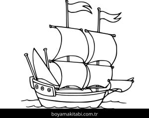Gemi boyama sayfası – çocuk aktivitesi, PDF indir
