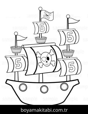 Gemi boyama sayfası – boyama etkinliği, çocuk aktivitesi