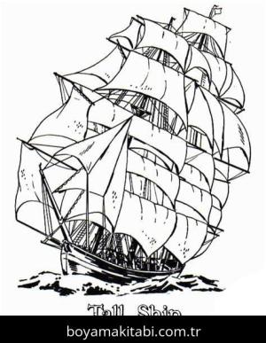 Gemi boyama sayfası – eğitici aktivite, yaratıcılık