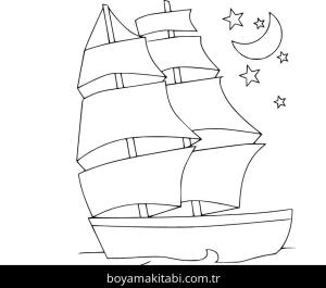 Gemi boyama sayfası – renkli çizimler, okul öncesi