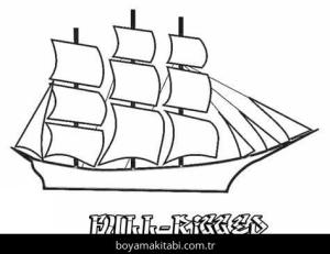 Gemi boyama sayfası – çizgi film temalı, basit çizim
