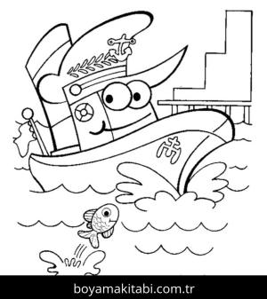 Gemi boyama sayfası – keyifli zaman, renkli çizimler