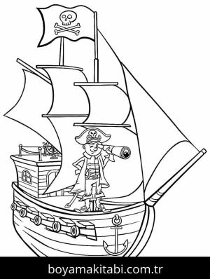Gemi boyama sayfası – boyama etkinliği, çocuk aktivitesi