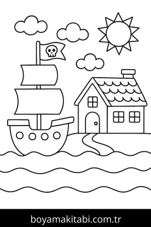 Gemi boyama sayfası – ücretsiz yazdır, boyama etkinliği