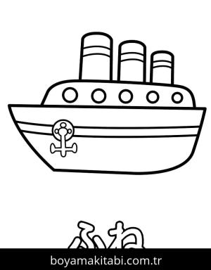 Gemi boyama sayfası – renkli çizimler, okul öncesi