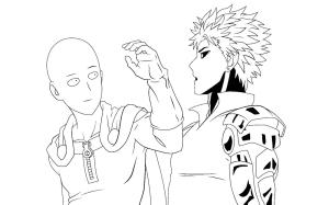 Genos boyama sayfası,  coloring page, Saitama vs Genos, 