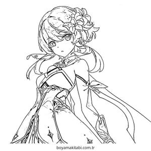 Genshin Impact boyama sayfası – eğitici aktivite, yaratıcılık
