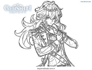 Genshin Impact boyama sayfası – PDF indir, sevimli karakter