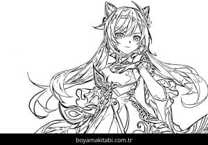 Genshin Impact boyama sayfası – boyama çalışması, yaratıcılığı geliştirir