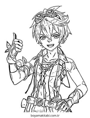 Genshin Impact boyama sayfası – el becerilerini geliştirir, boyama çalışması