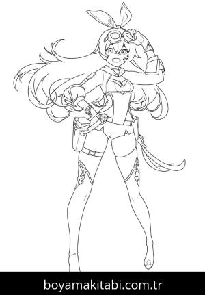 Genshin Impact boyama sayfası – renkli çizimler, okul öncesi