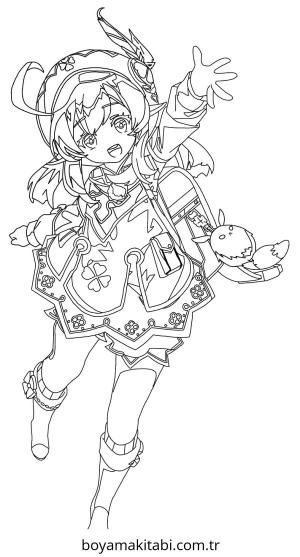 Genshin Impact boyama sayfası – sanatsal çalışma, çocuklar için
