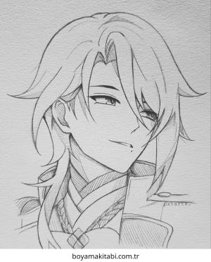 Genshin Impact boyama sayfası – çizgi film temalı, basit çizim