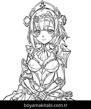 Genshin Impact boyama sayfası – çocuk aktivitesi, PDF indir