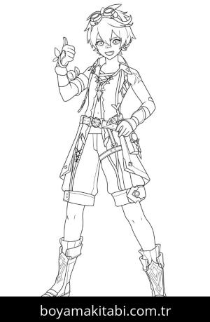 Genshin Impact boyama sayfası – eğlenceli etkinlik, el becerilerini geliştirir