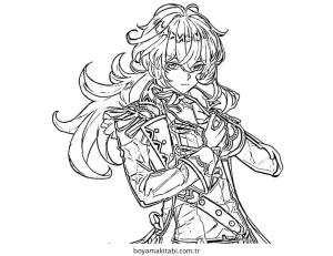 Genshin Impact boyama sayfası – basit çizim, kolay boyama