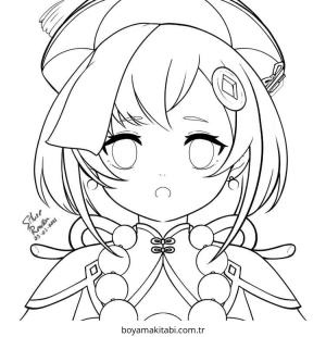 Genshin Impact boyama sayfası – sevimli karakter, sanatsal çalışma
