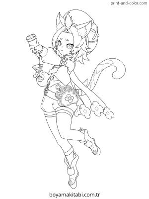 Genshin Impact boyama sayfası – el becerilerini geliştirir, boyama çalışması