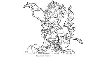 Genshin Impact boyama sayfası – çizgi film temalı, basit çizim