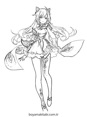 Genshin Impact boyama sayfası – PDF indir, sevimli karakter