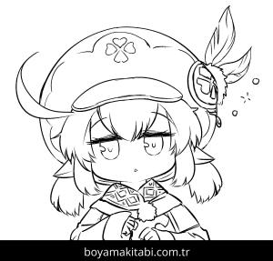 Genshin Impact boyama sayfası – PDF indir, sevimli karakter