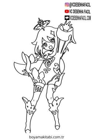 Genshin Impact boyama sayfası – çocuklar için, çizgi film temalı