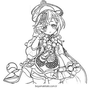 Genshin Impact boyama sayfası – çocuk aktivitesi, PDF indir