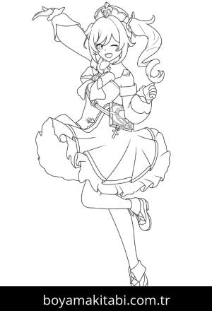 Genshin Impact boyama sayfası – çizgi film temalı, basit çizim