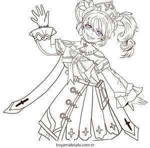 Genshin Impact boyama sayfası – kolay boyama, eğitici aktivite