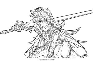 Genshin Impact boyama sayfası – renkli çizimler, okul öncesi