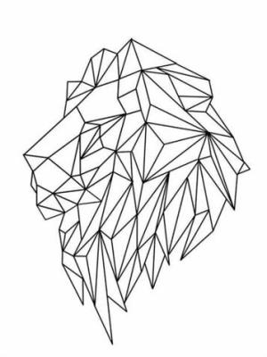 Geometrik Şekiller boyama sayfası,  coloring page, Temel geometrik şekillerden oluşan aslan, 