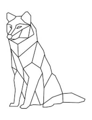 Geometrik Şekiller boyama sayfası,  coloring page, Temel geometrik şekillerden yapılmış kurt, 