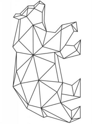 Geometrik Şekiller boyama sayfası,  coloring page, Temel geometrik şekillerden yapılmış ayı, 