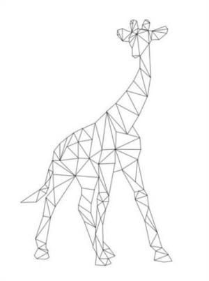 Geometrik Şekiller boyama sayfası,  coloring page, temel geometrik şekilden yapılmış zürafa, 