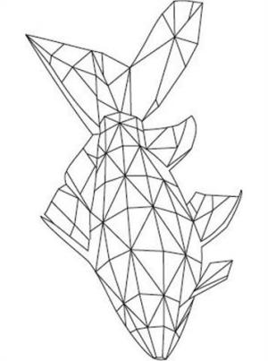 Geometrik Şekiller boyama sayfası,  coloring page, Temel bir geometrik şekilden yapılmış balık, 