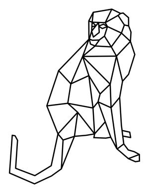 Geometrik Şekiller boyama sayfası,  coloring page, Temel geometrik şekillerden yapılmış maymun, 