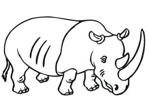 Gergedan boyama sayfası, Rhino coloring page, Koca Boynuzlu Gergedan, 