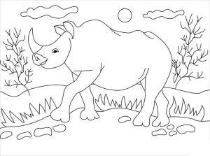 Gergedan boyama sayfası, Rhino coloring page, Basit Gergedan, 