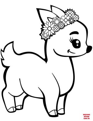 Geyik boyama sayfası, Deers coloring page, , deers fawn with a wreath 