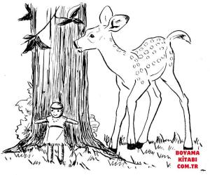 Geyik boyama sayfası, Deers coloring page, , deers deer near tree 