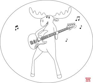 Geyik boyama sayfası, Deers coloring page, , deers elk playing bass guitar 