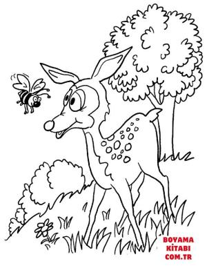 Geyik boyama sayfası, Deers coloring page, , deers deer and bee 